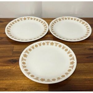 Corning Ware Corelle Butterfly Gold Luncheon Plates 8.5 Vintage Set Of 3